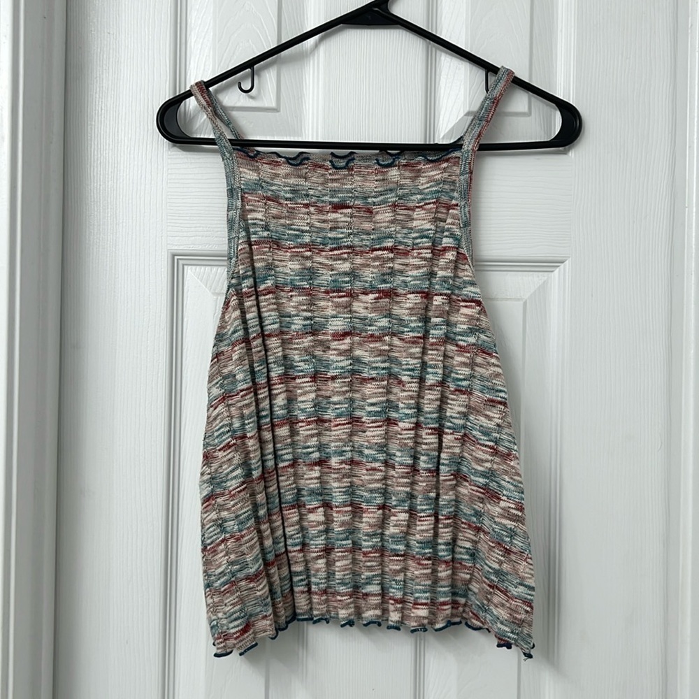 Anthropologie Akemi Kin Kaden Knit Tank Top Shirt Medium Striped Lettuce Edge